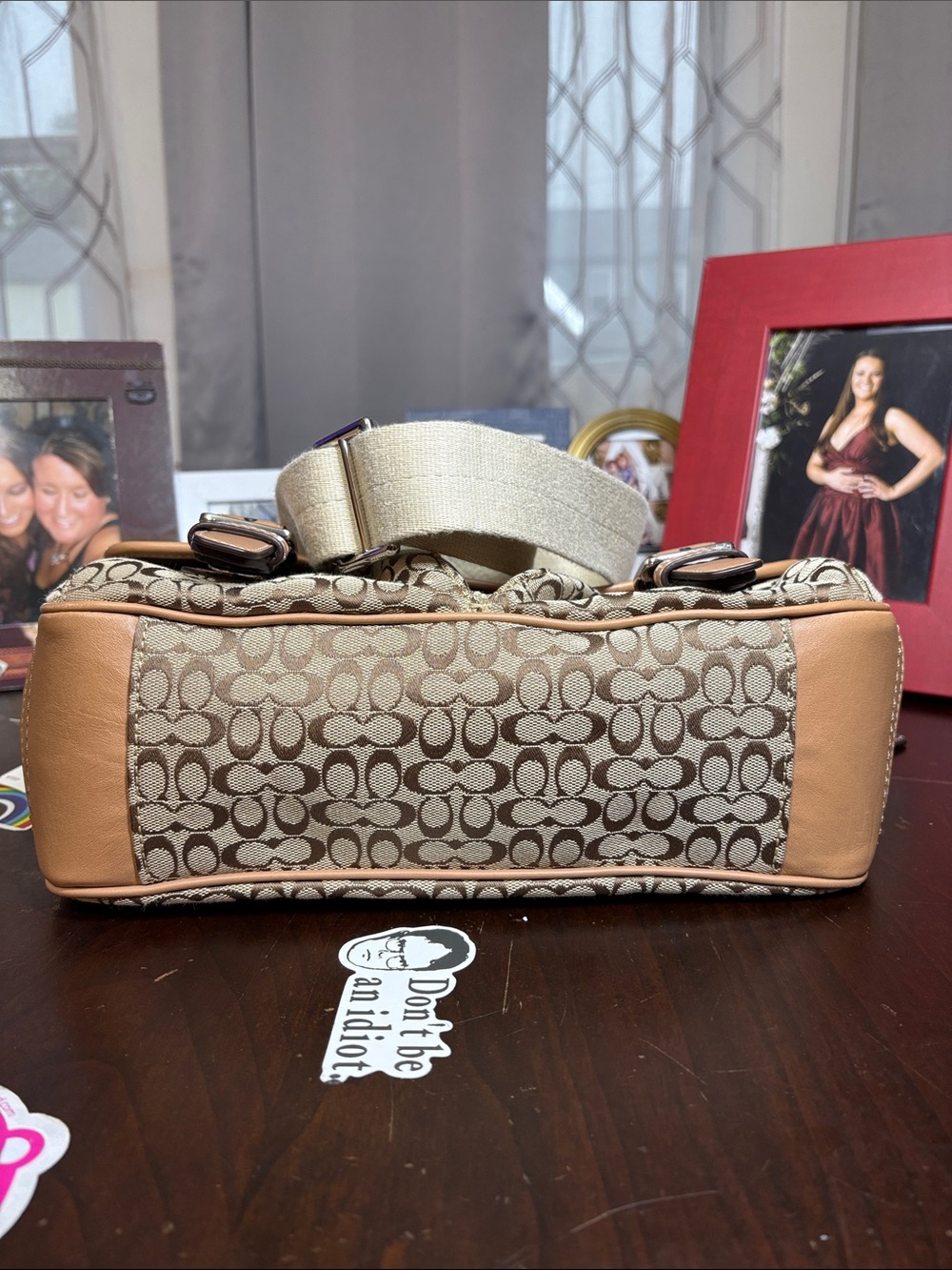 Coach Signature Canvas Messenger Crossbody Bag Khaki Leather J1169-F70283 NEW - Picture 12 of 16
